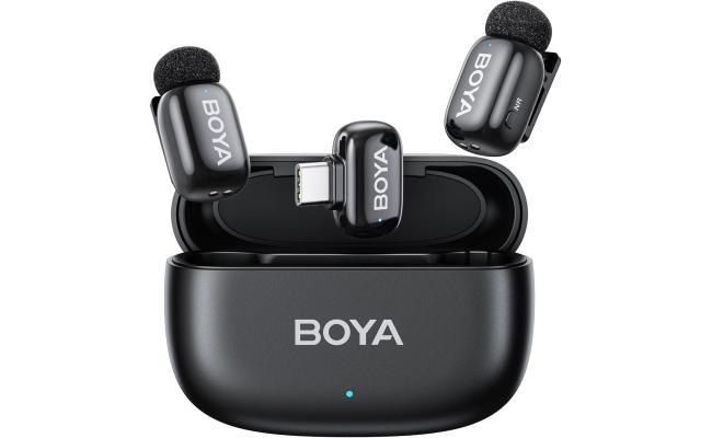 BOYA Mini-14 Wireless Lavalier Microphone for Android/Tablets/PC with USB C Plug,Noise Reduction,30H Battery Life with Charging Case,AI Voice Changer,Lapel Microphone Wireless for Video Recording Podcast Type-C
